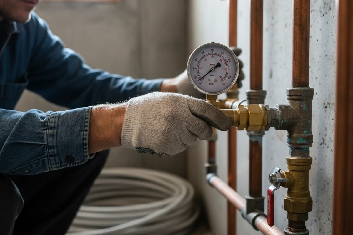 Pressure testing a repaired line during Water Line Repair in Scottsville